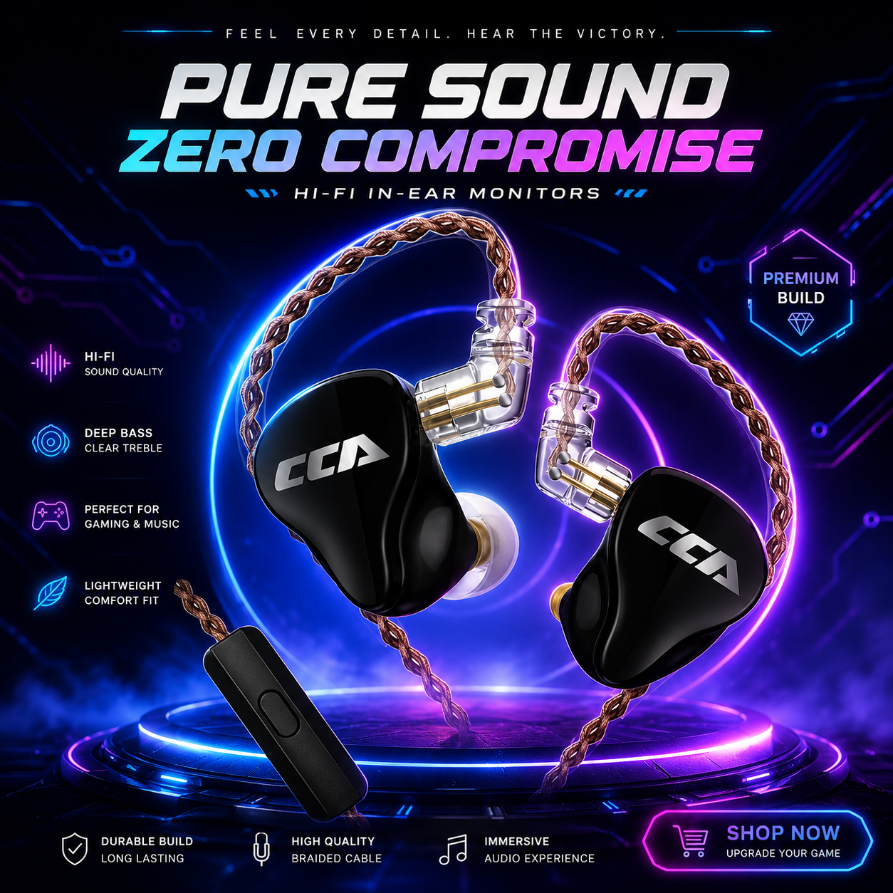 In-ear HIFI noise reduction heavy bass fever headphones