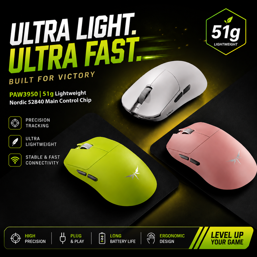 Wireless Tri-mode Long-lasting Gaming Mouse For Laptops