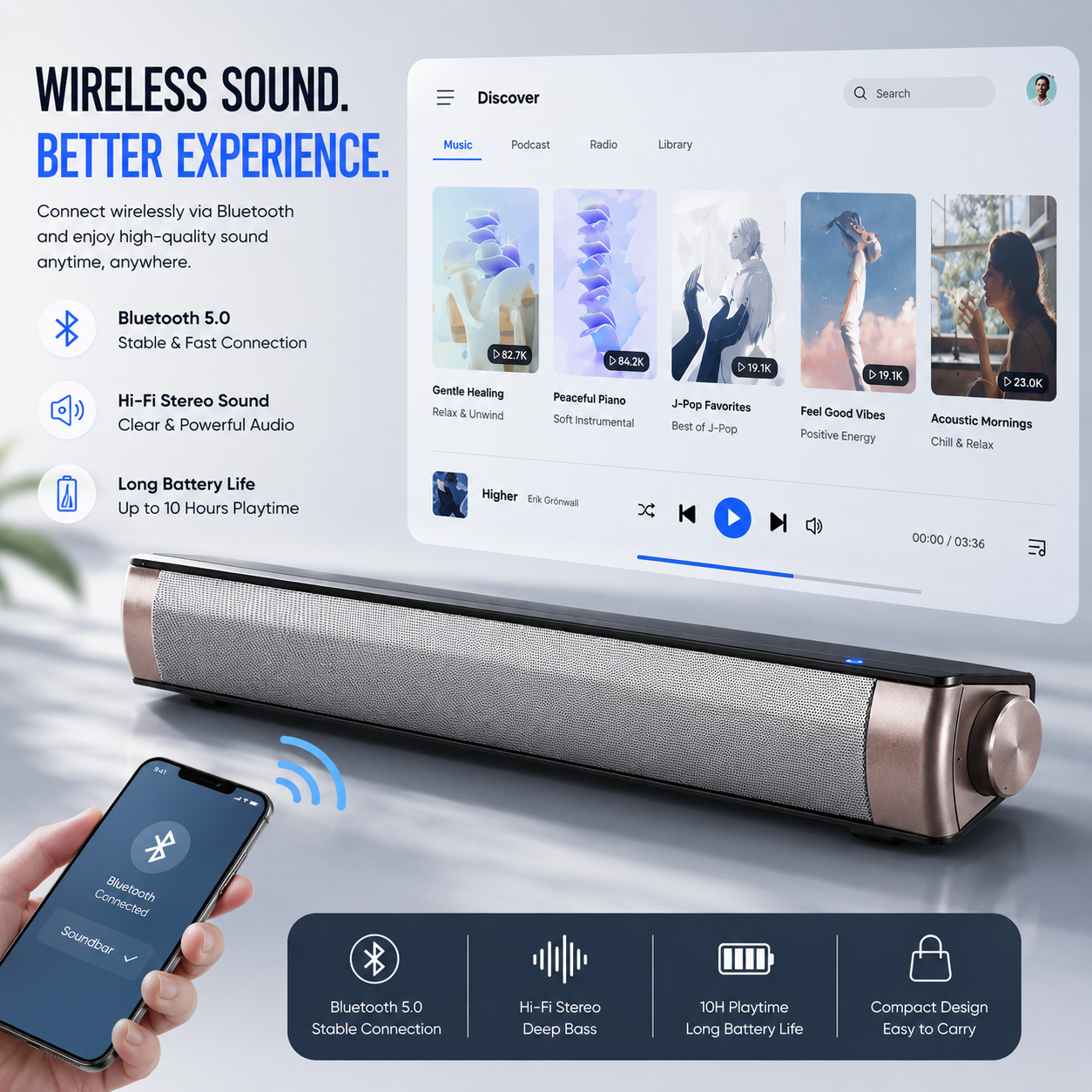 Bluetooth Speaker Home Sound Blaster Remote Control Version